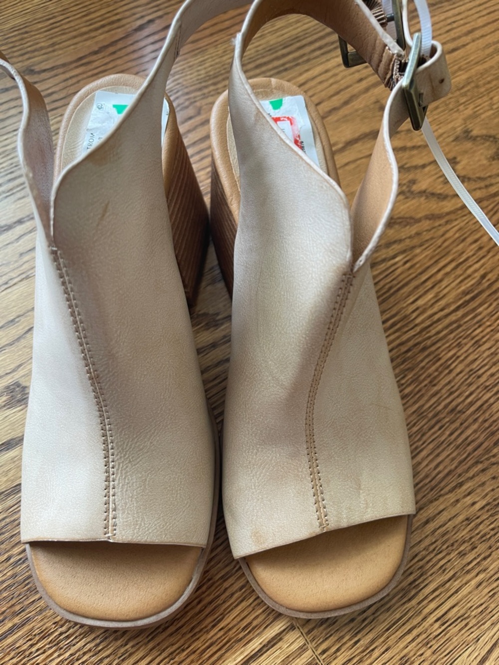 Nordstrom Beige Open-Toe Slingback Wedge Sandals